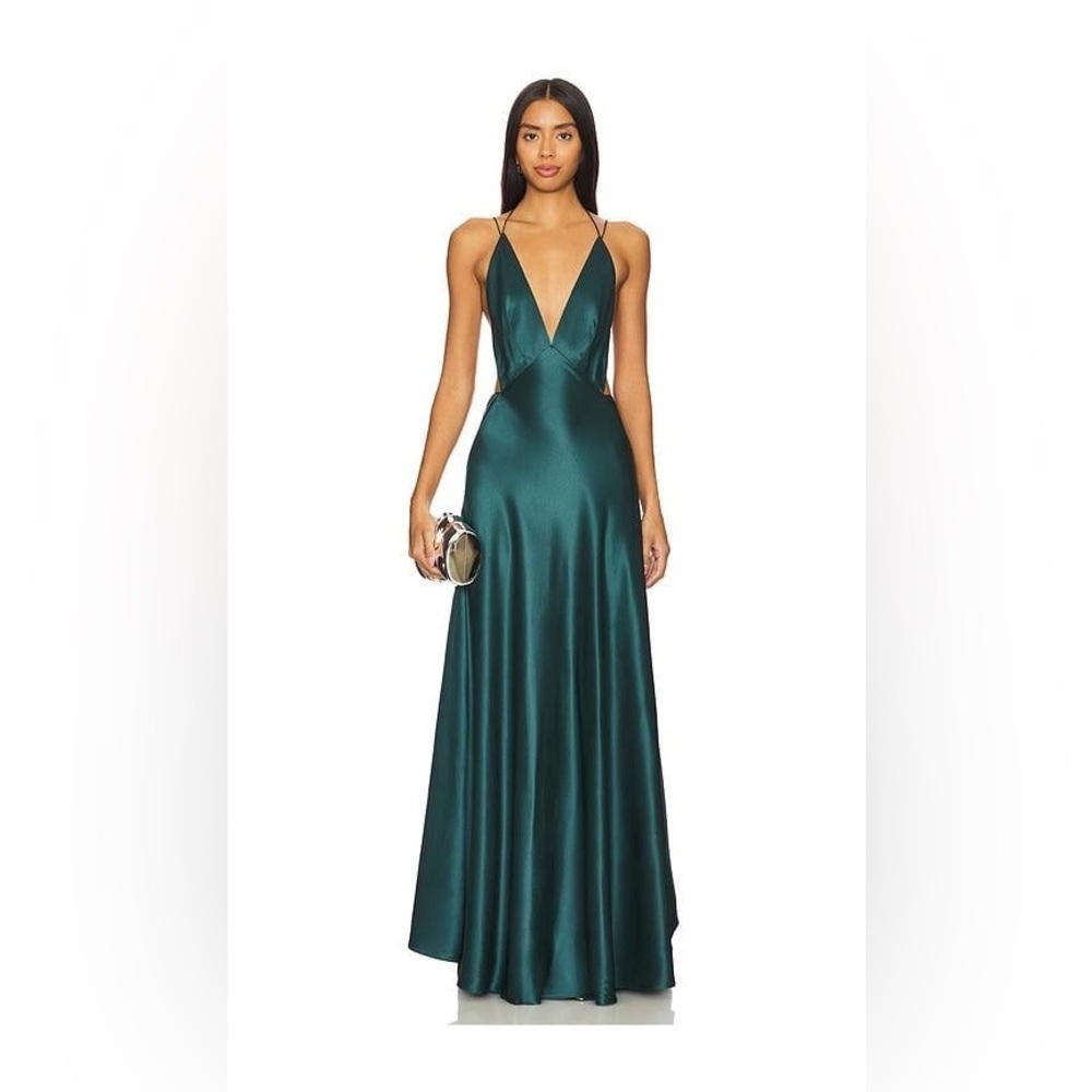 Michael Lo Sordo | Tash Silk Maxi Dress in Green Size 2 NEW